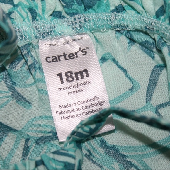 Carters Baby Girl 18 Month 3 Piece Tropical Tank & Bubble Short Set Turquoise - Picture 2 of 3